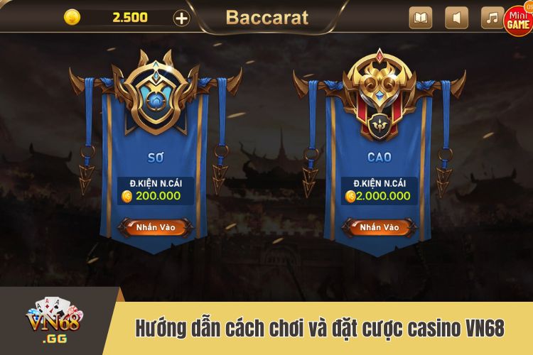 Hướng dẫn cách chơi và đặt cược casino VN68 